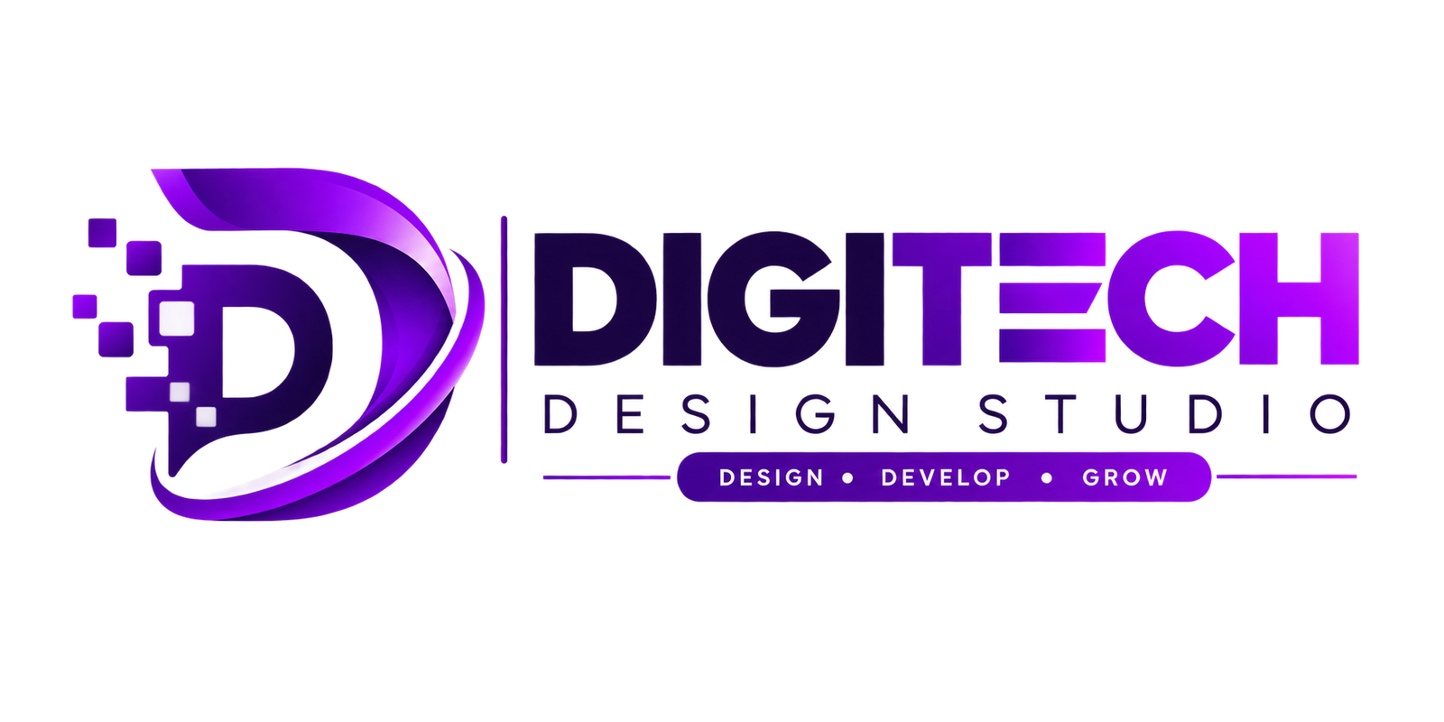 Digitech Design Studio logo – purple web design and digital agency