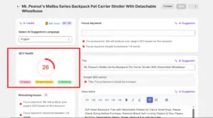 SEO Health score 26 analysis sample